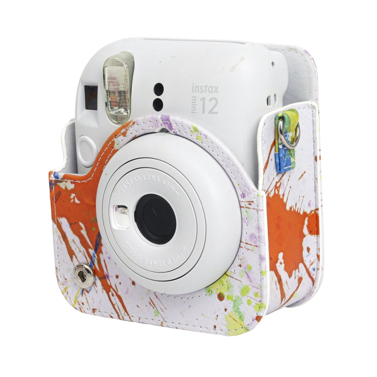 For FUJIFILM instax mini 12 Painted Full Body Leather Case Camera Bag with Strap(Splash Ink Watercolor) by bashfashion