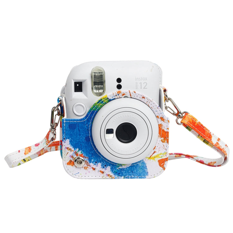 For FUJIFILM instax mini 12 Painted Full Body Leather Case Camera Bag with Strap(Watercolor Palm) by bashfashion