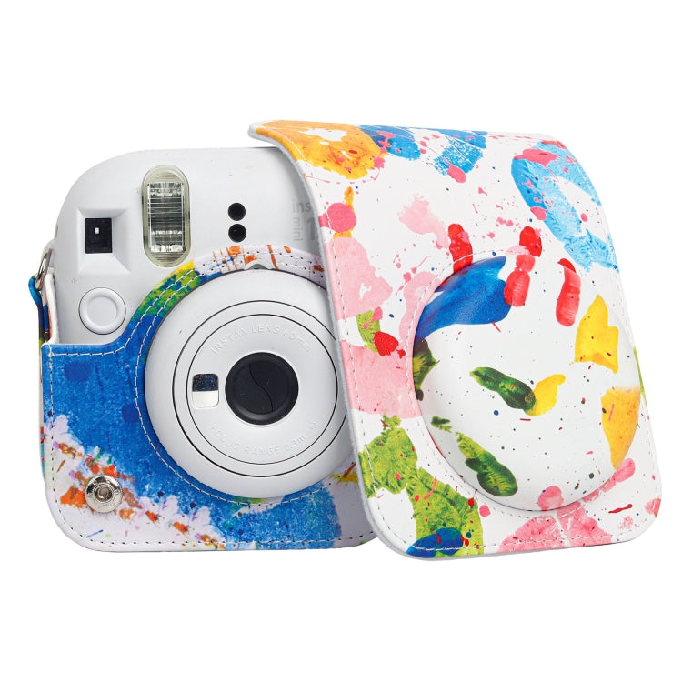 For FUJIFILM instax mini 12 Painted Full Body Leather Case Camera Bag with Strap(Watercolor Palm) by bashfashion