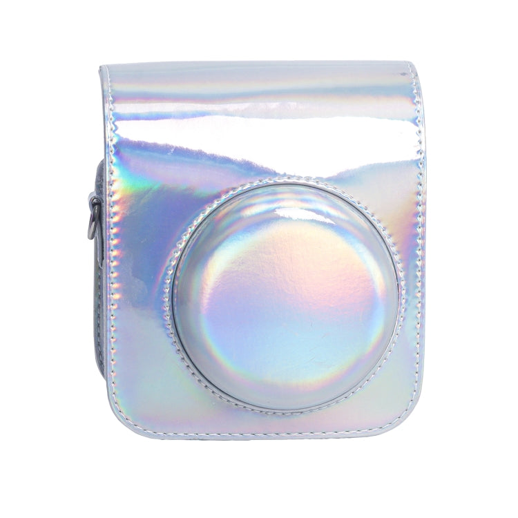 For FUJIFILM instax mini 12 Laser Full Body Leather Case Camera Bag with Strap(Silver) by bashfashion