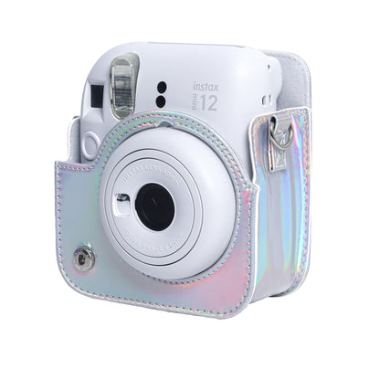 For FUJIFILM instax mini 12 Laser Full Body Leather Case Camera Bag with Strap(Silver) by bashfashion
