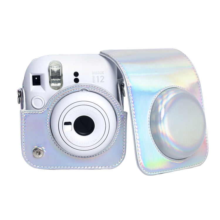 For FUJIFILM instax mini 12 Laser Full Body Leather Case Camera Bag with Strap(Silver) by bashfashion