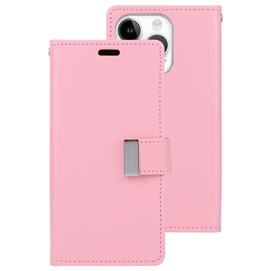 For iPhone 15 Pro Max GOOSPERY RICH DIARY Crazy Horse Texture Leather Phone Case(Pink) by GOOSPERY