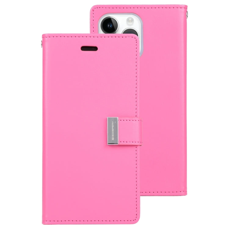 For iPhone 15 Pro GOOSPERY RICH DIARY Crazy Horse Texture Leather Phone Case(Rose Red) by GOOSPERY