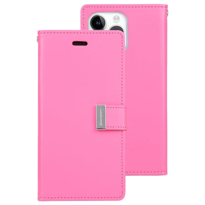 For iPhone 15 Pro GOOSPERY RICH DIARY Crazy Horse Texture Leather Phone Case(Rose Red) by GOOSPERY