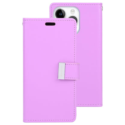 For iPhone 15 Pro GOOSPERY RICH DIARY Crazy Horse Texture Leather Phone Case(Purple) by GOOSPERY