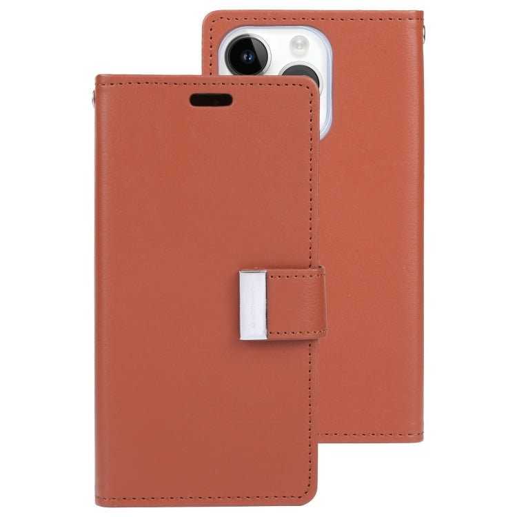 For iPhone 15 Pro GOOSPERY RICH DIARY Crazy Horse Texture Leather Phone Case(Brown) by GOOSPERY