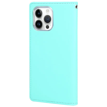 For iPhone 15 Pro GOOSPERY RICH DIARY Crazy Horse Texture Leather Phone Case(Mint Green) by GOOSPERY