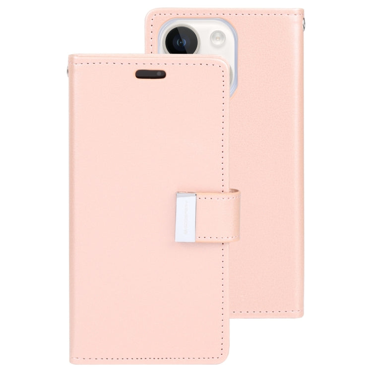 For iPhone 15 Plus GOOSPERY RICH DIARY Crazy Horse Texture Leather Phone Case(Rose Gold) by GOOSPERY