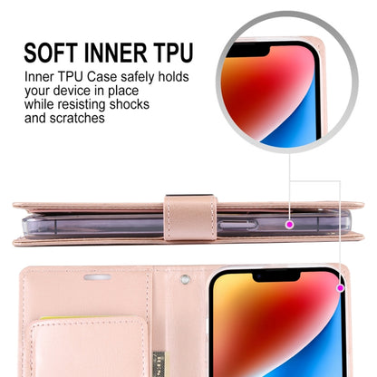 For iPhone 15 Plus GOOSPERY RICH DIARY Crazy Horse Texture Leather Phone Case(Rose Gold) by GOOSPERY