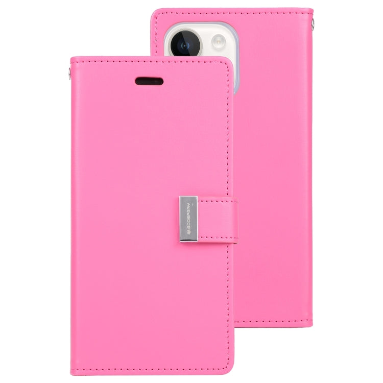 For iPhone 15 Plus GOOSPERY RICH DIARY Crazy Horse Texture Leather Phone Case(Rose Red) by GOOSPERY