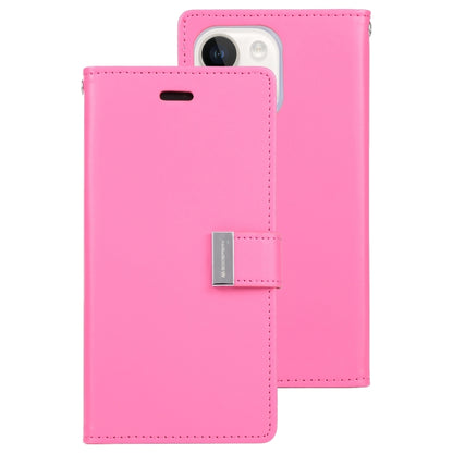 For iPhone 15 Plus GOOSPERY RICH DIARY Crazy Horse Texture Leather Phone Case(Rose Red) by GOOSPERY
