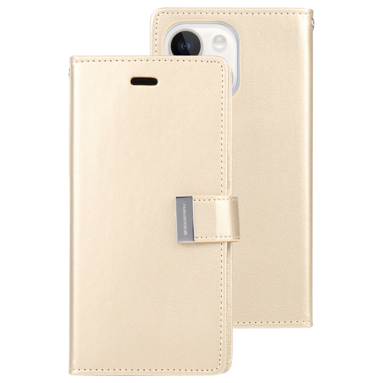 For iPhone 15 Plus GOOSPERY RICH DIARY Crazy Horse Texture Leather Phone Case(Gold) by GOOSPERY