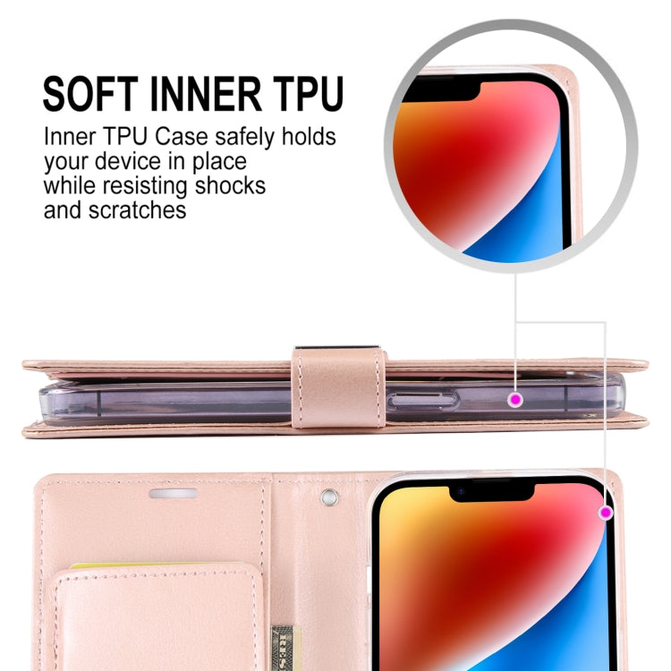 For iPhone 15 Plus GOOSPERY RICH DIARY Crazy Horse Texture Leather Phone Case(Pink) by GOOSPERY