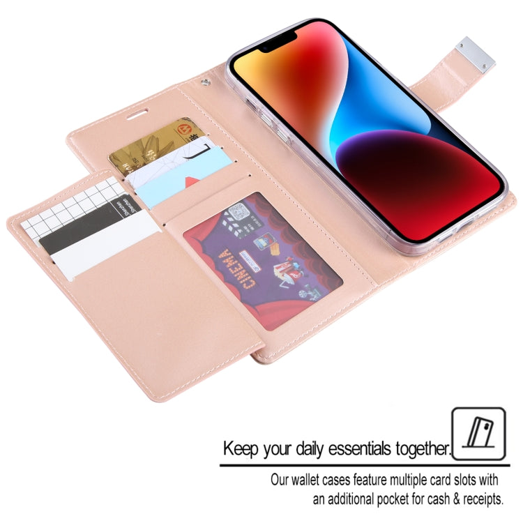 For iPhone 15 Plus GOOSPERY RICH DIARY Crazy Horse Texture Leather Phone Case(Pink) by GOOSPERY