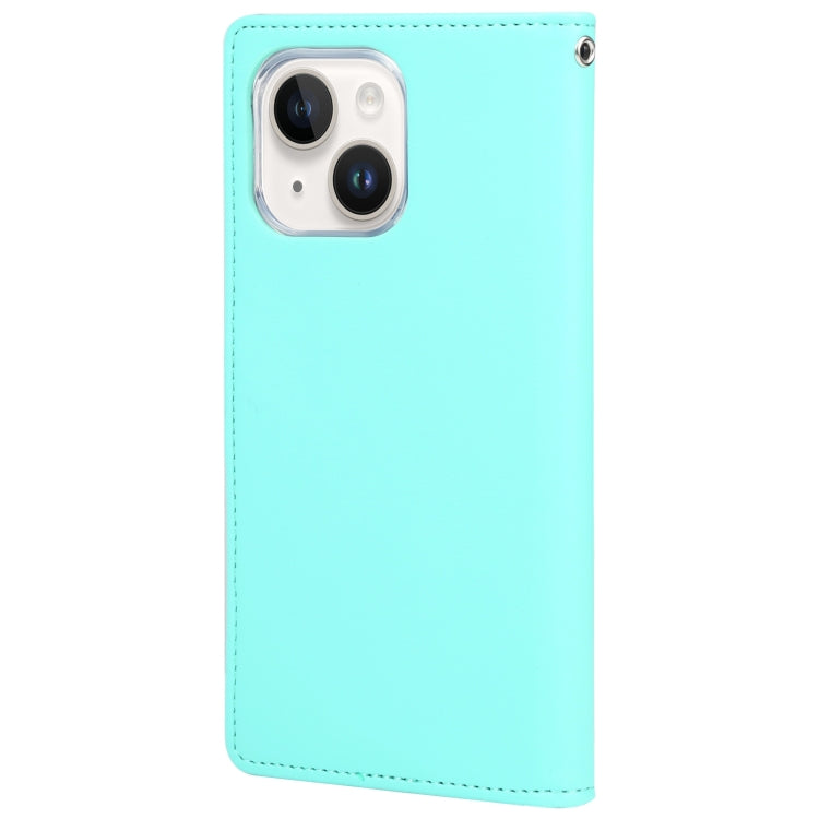 For iPhone 15 Plus GOOSPERY RICH DIARY Crazy Horse Texture Leather Phone Case(Mint Green) by GOOSPERY