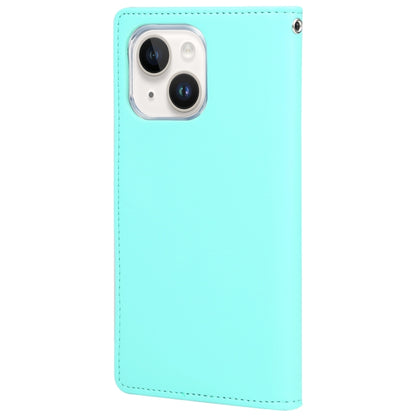 For iPhone 15 Plus GOOSPERY RICH DIARY Crazy Horse Texture Leather Phone Case(Mint Green) by GOOSPERY