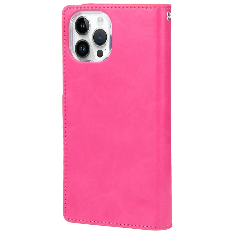 For iPhone 15 Pro Max GOOSPERY MANSOOR DIARY 9 Card Slots Leather Phone Case(Rose Red) by GOOSPERY
