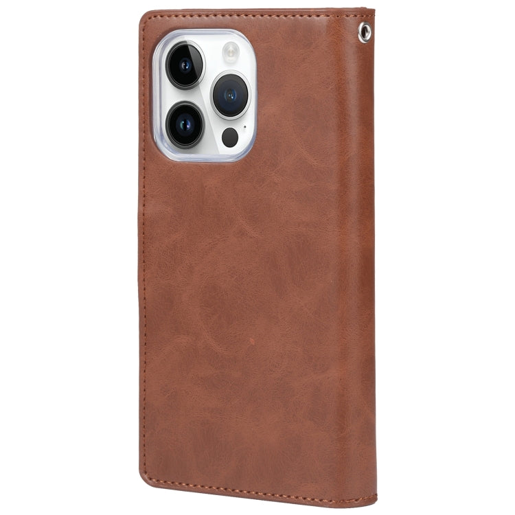 For iPhone 15 Pro Max GOOSPERY MANSOOR DIARY 9 Card Slots Leather Phone Case(Brown) by GOOSPERY