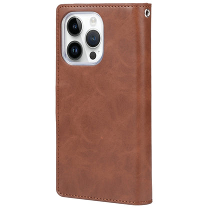 For iPhone 15 Pro Max GOOSPERY MANSOOR DIARY 9 Card Slots Leather Phone Case(Brown) by GOOSPERY