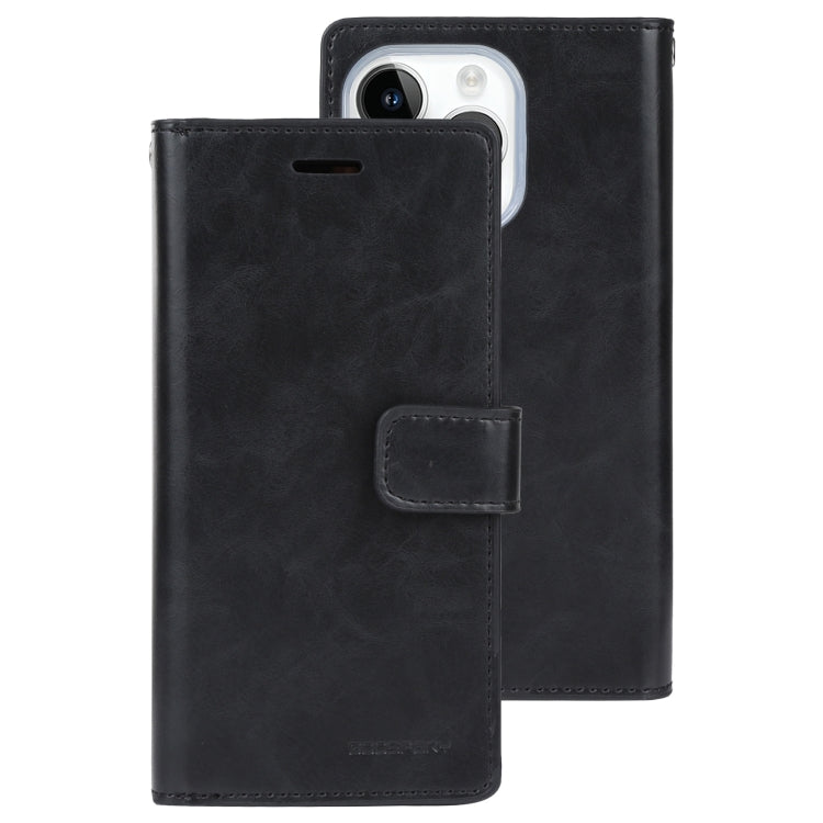 For iPhone 15 Pro Max GOOSPERY MANSOOR DIARY 9 Card Slots Leather Phone Case(Black) by GOOSPERY