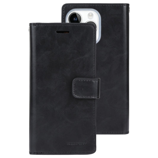 For iPhone 15 Pro Max GOOSPERY MANSOOR DIARY 9 Card Slots Leather Phone Case(Black) by GOOSPERY
