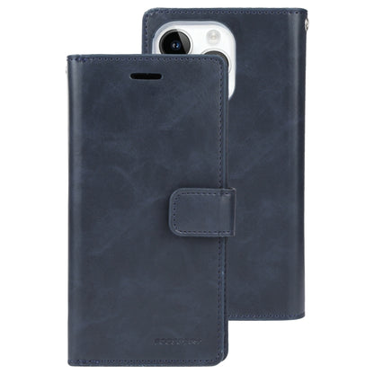 For iPhone 15 Pro Max GOOSPERY MANSOOR DIARY 9 Card Slots Leather Phone Case(Dark Blue) by GOOSPERY