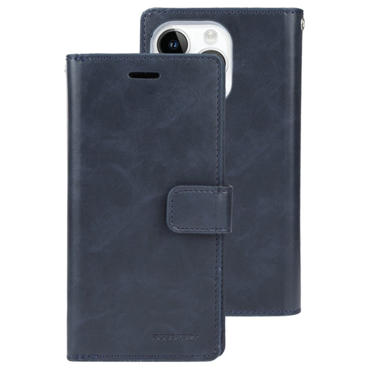 For iPhone 15 Pro Max GOOSPERY MANSOOR DIARY 9 Card Slots Leather Phone Case(Dark Blue) by GOOSPERY