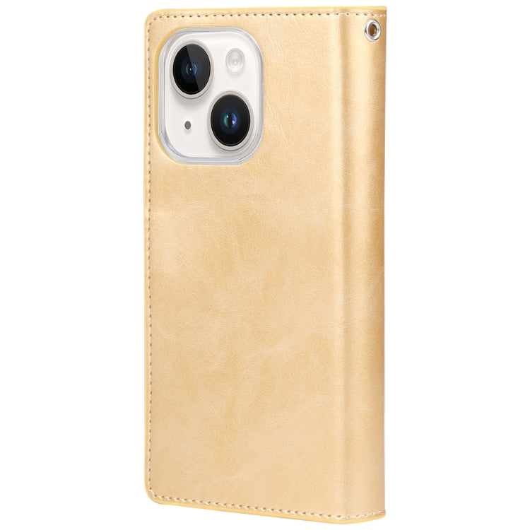 For iPhone 15 GOOSPERY MANSOOR DIARY 9 Card Slots Leather Phone Case(Gold) by GOOSPERY