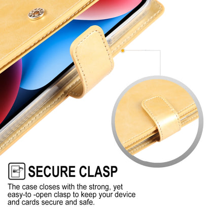 For iPhone 15 GOOSPERY MANSOOR DIARY 9 Card Slots Leather Phone Case(Gold) by GOOSPERY