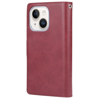For iPhone 15 GOOSPERY MANSOOR DIARY 9 Card Slots Leather Phone Case(Wine Red) by GOOSPERY