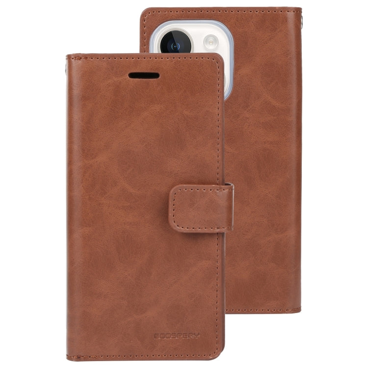 For iPhone 15 GOOSPERY MANSOOR DIARY 9 Card Slots Leather Phone Case(Brown) by GOOSPERY
