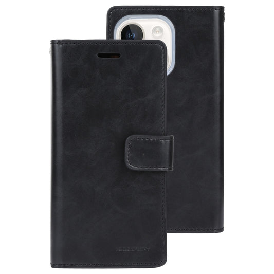 For iPhone 15 GOOSPERY MANSOOR DIARY 9 Card Slots Leather Phone Case(Black) by GOOSPERY