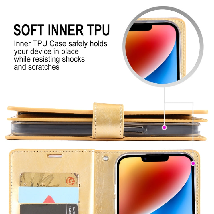 For iPhone 15 GOOSPERY MANSOOR DIARY 9 Card Slots Leather Phone Case(Dark Blue) by GOOSPERY