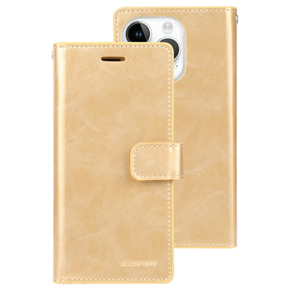 For iPhone 15 Pro GOOSPERY MANSOOR DIARY 9 Card Slots Leather Phone Case(Gold) by GOOSPERY