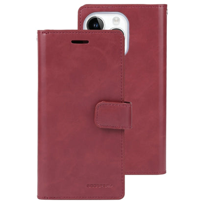 For iPhone 15 Pro GOOSPERY MANSOOR DIARY 9 Card Slots Leather Phone Case(Wine Red) by GOOSPERY