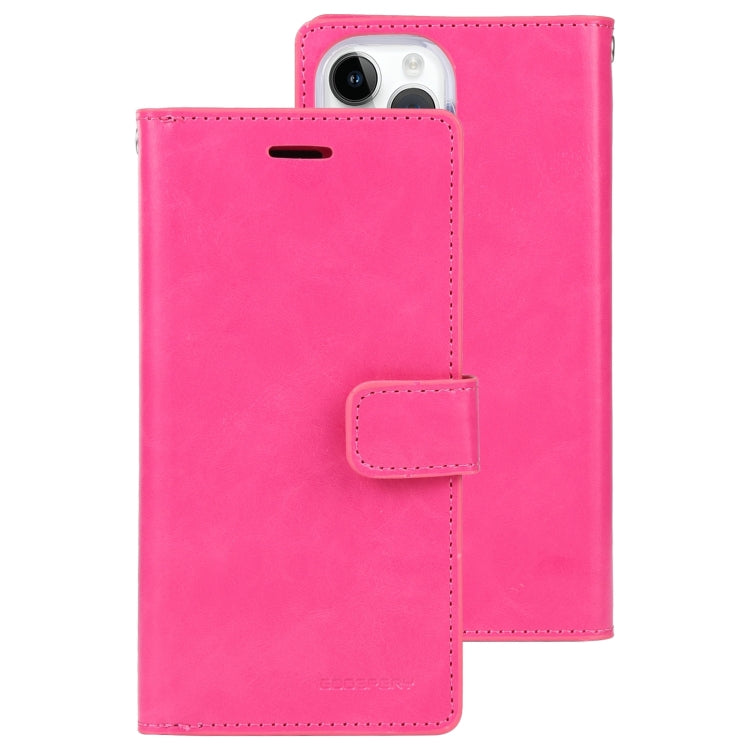 For iPhone 15 Pro GOOSPERY MANSOOR DIARY 9 Card Slots Leather Phone Case(Rose Red) by GOOSPERY
