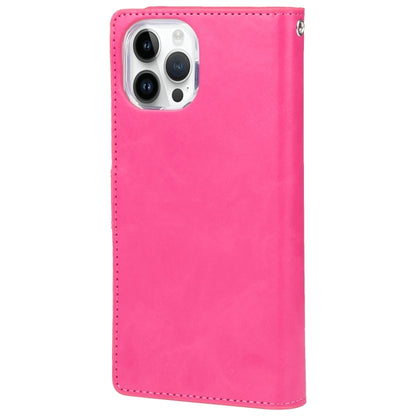 For iPhone 15 Pro GOOSPERY MANSOOR DIARY 9 Card Slots Leather Phone Case(Rose Red) by GOOSPERY