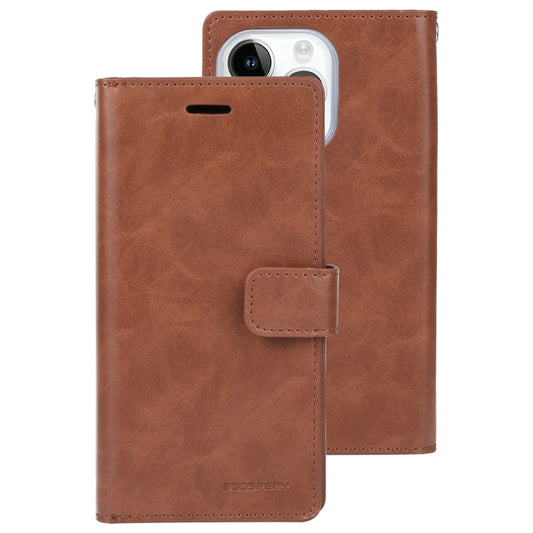 For iPhone 15 Pro GOOSPERY MANSOOR DIARY 9 Card Slots Leather Phone Case(Brown) by GOOSPERY