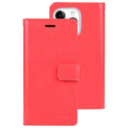 For iPhone 15 Pro GOOSPERY MANSOOR DIARY 9 Card Slots Leather Phone Case(Red) by GOOSPERY