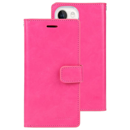 For iPhone 15 Plus GOOSPERY MANSOOR DIARY 9 Card Slots Leather Phone Case(Rose Red) by GOOSPERY