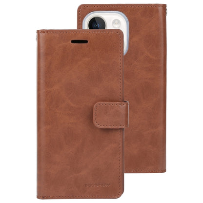 For iPhone 15 Plus GOOSPERY MANSOOR DIARY 9 Card Slots Leather Phone Case(Brown) by GOOSPERY