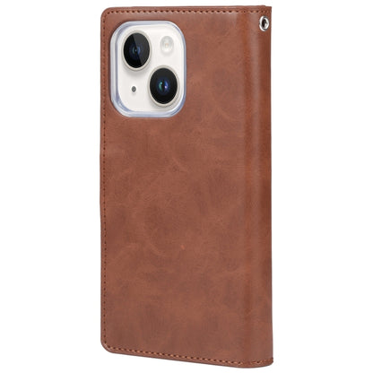 For iPhone 15 Plus GOOSPERY MANSOOR DIARY 9 Card Slots Leather Phone Case(Brown) by GOOSPERY