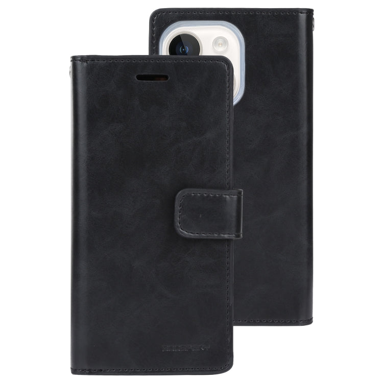 For iPhone 15 Plus GOOSPERY MANSOOR DIARY 9 Card Slots Leather Phone Case(Black) by GOOSPERY