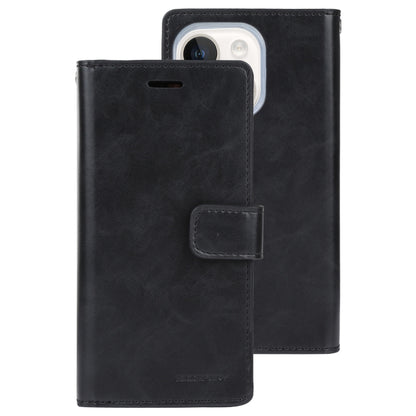 For iPhone 15 Plus GOOSPERY MANSOOR DIARY 9 Card Slots Leather Phone Case(Black) by GOOSPERY