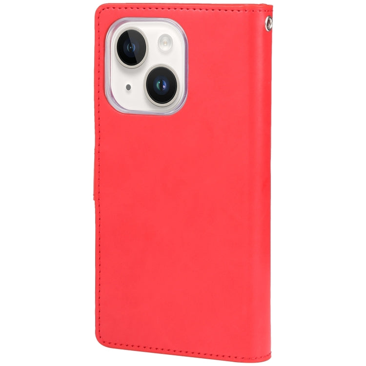 For iPhone 15 Plus GOOSPERY MANSOOR DIARY 9 Card Slots Leather Phone Case(Red) by GOOSPERY