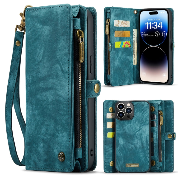 For iPhone 15 Pro Max CaseMe 008 Detachable Multifunctional Leather Phone Case(Blue) by CaseMe