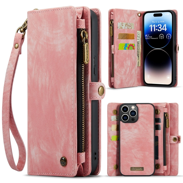 For iPhone 15 Pro Max CaseMe 008 Detachable Multifunctional Leather Phone Case(Pink) by CaseMe