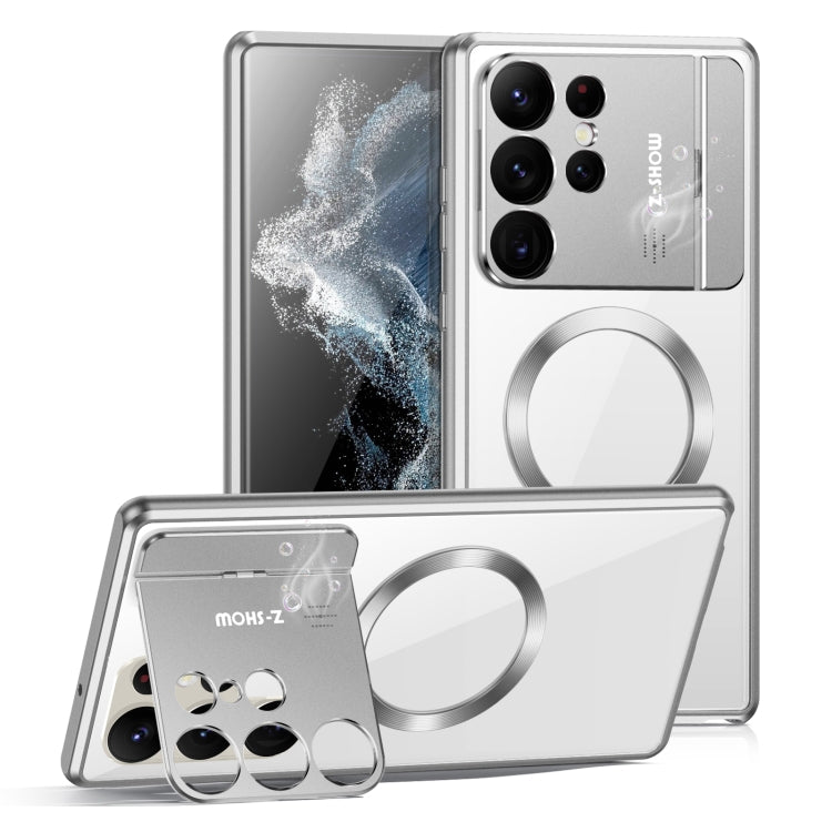 For Samsung Galaxy S22 Ultra 5G Aromatherapy Holder Single-sided MagSafe Magnetic Phone Case(Silver) by bashfashion