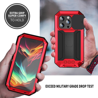 For iPhone 15 Pro Max R-JUST Sliding Camera IP54 Life Waterproof Holder Phone Case(Red) by R-JUST
